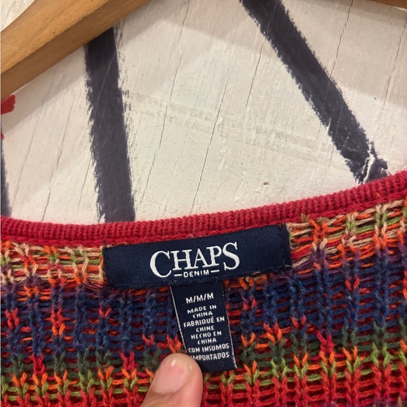 Vintage Chaps Southwestern Aztec Knit V Neck T Shirt - Picture 5 of 6